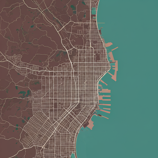 Map of offices area with soft modern color palette